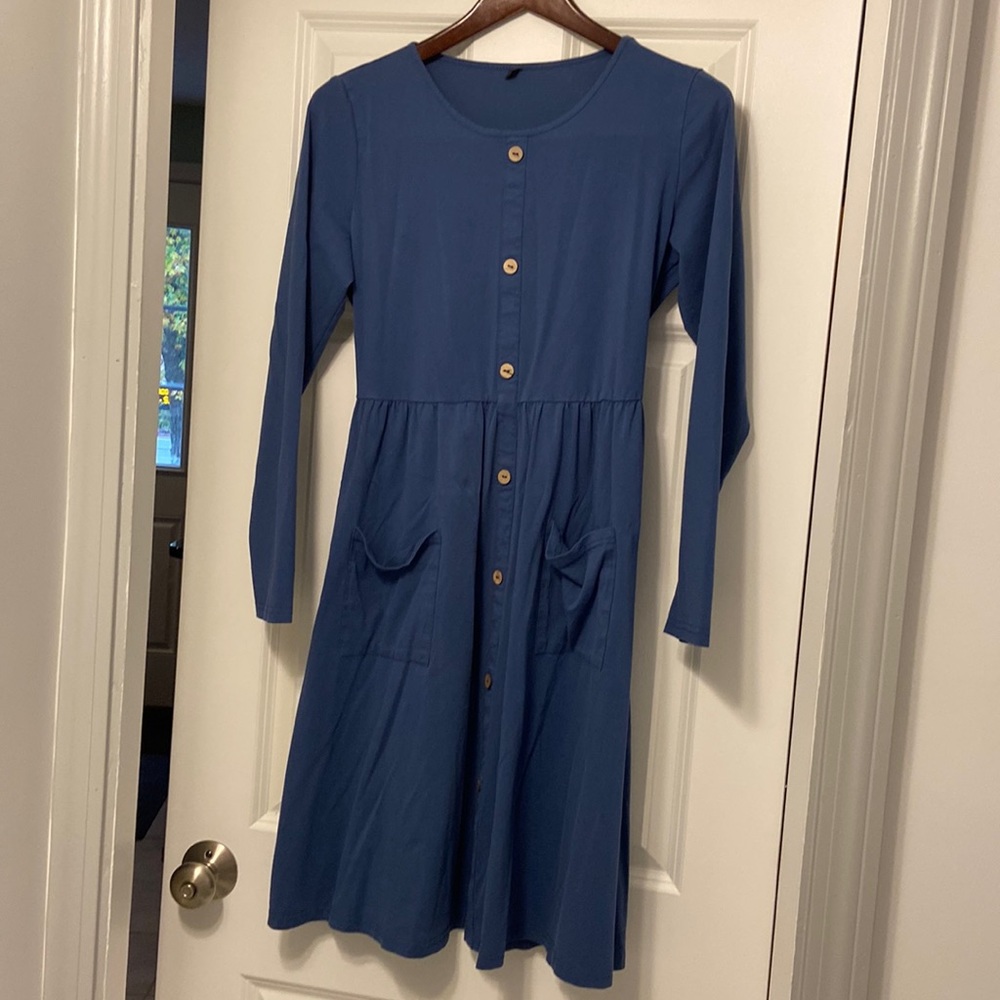 KILIG Women's Casual Long-Sleeved Dress with Pockets